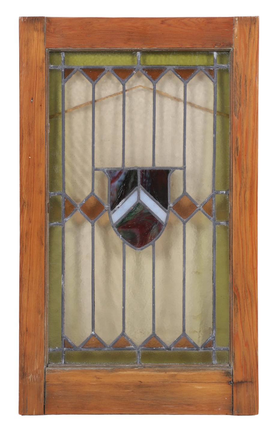Stained glass window, wood frame,