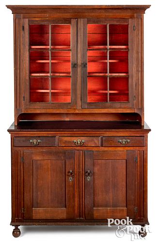STAINED GUMWOOD DUTCH CUPBOARD, CA.