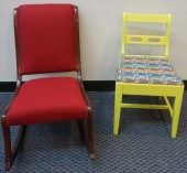 STAINED MAHOGANY AND UPHOLSTER