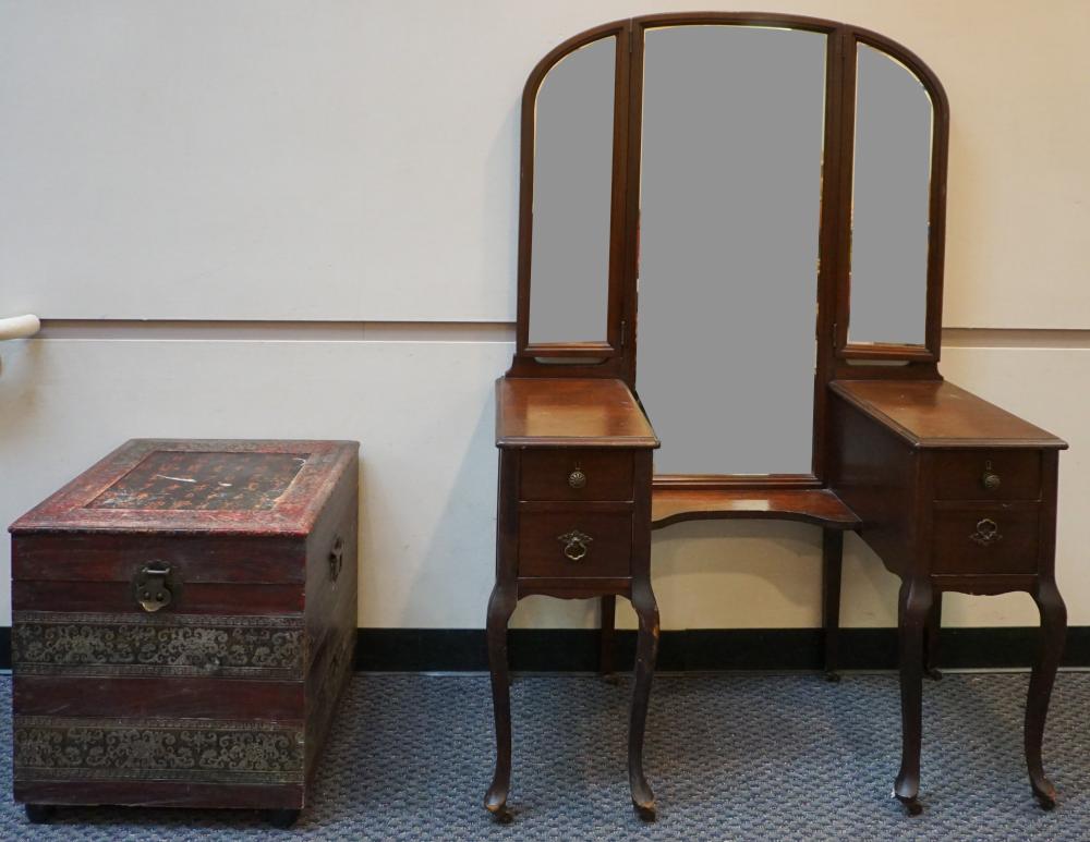 STAINED MAHOGANY VANITY AND ASIAN