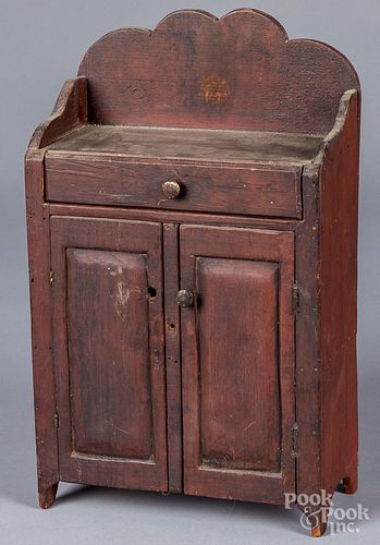 STAINED PINE DOLL'S JELLY CUPBOARD,