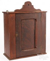 STAINED PINE HANGING CUPBOARD,