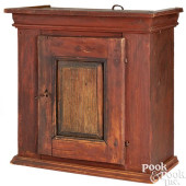 STAINED PINE HANGING CUPBOARD,