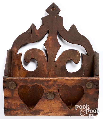 STAINED PINE HANGING WALL BOX, 19TH