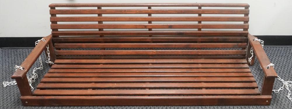 STAINED PINE PORCH SWING, L: 63 IN.