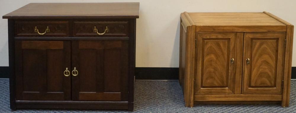 STAINED PINE SIDE CHEST AND A