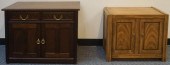 STAINED PINE SIDE CHEST AND A