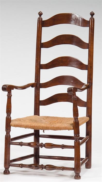 Stained rush seat ladder back