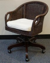 STAINED WICKER OFFICE SWIVEL C