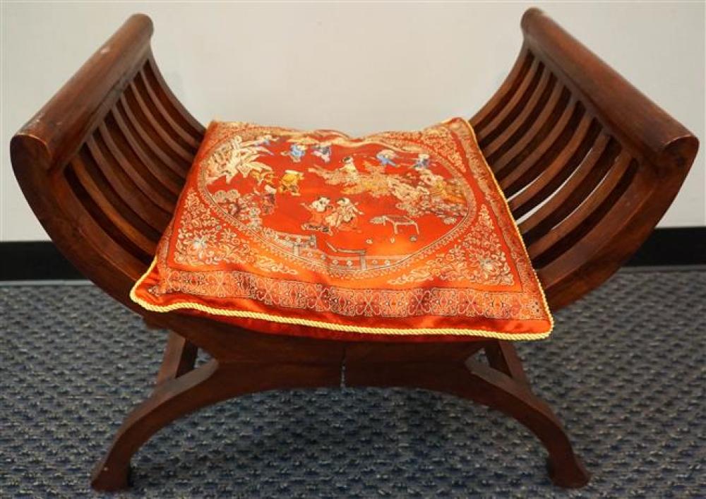STAINED WOOD CANED SEAT