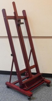 STAINED WOOD EASEL, 60 X 24 IN