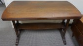 STAINED WOOD TRESTLE BASE TABL