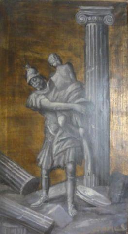STAMOS. Neoclassical Oil on Canvas.