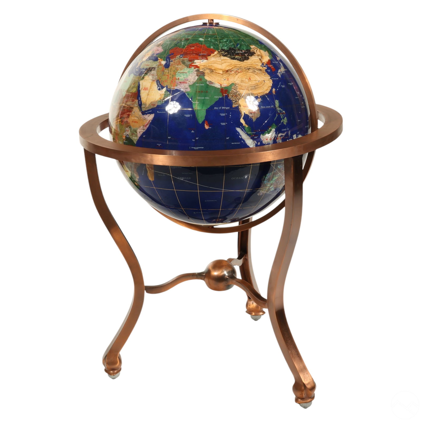 STANDING INLAY GEMSTONE GLOBE