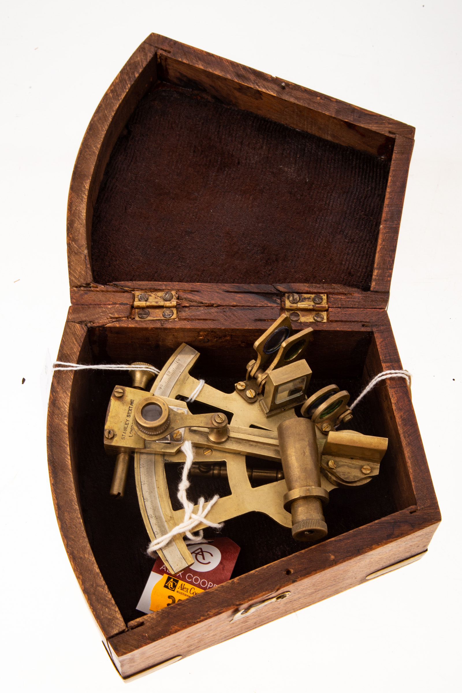 STANLEY BRASS MINIATURE SEXTANT AND