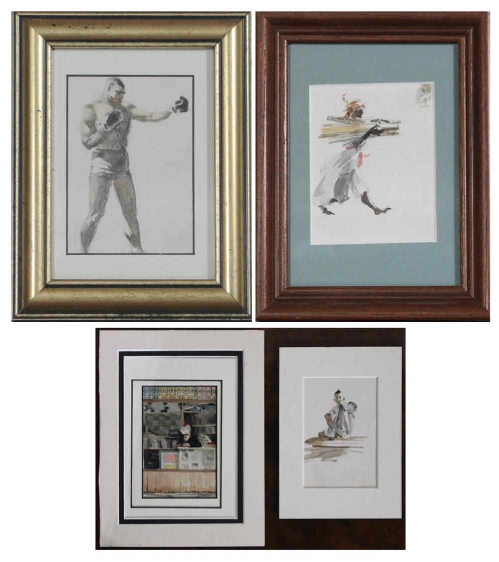 STANLEY MELTZOFF FOUR WATERCOLORS
