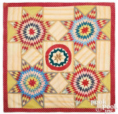 STAR CRIB QUILT, MID 19TH C.<b