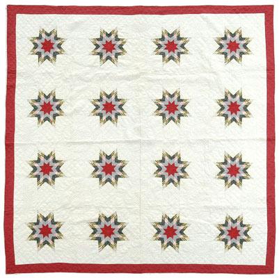 Star pattern pieced quilt, 16