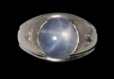Star sapphire, diamond ring,
