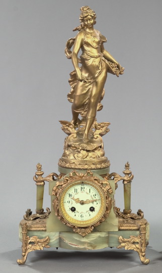 Stately French Gilt-Spelter-Mounted