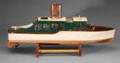 Steam-powered boat model, wood