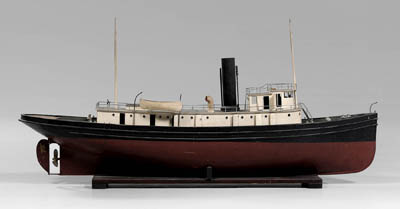 Steam-powered tug boat model,
