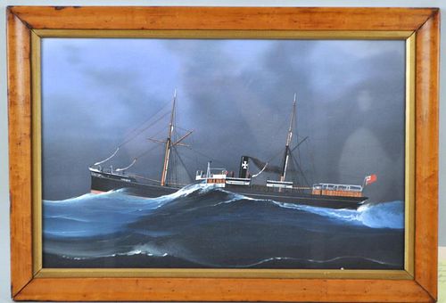 STEAMSHIP "AMANDA" GOUACHE/PAPER"SS