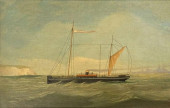 STEAMSHIP PAINTING, SIGNED J.