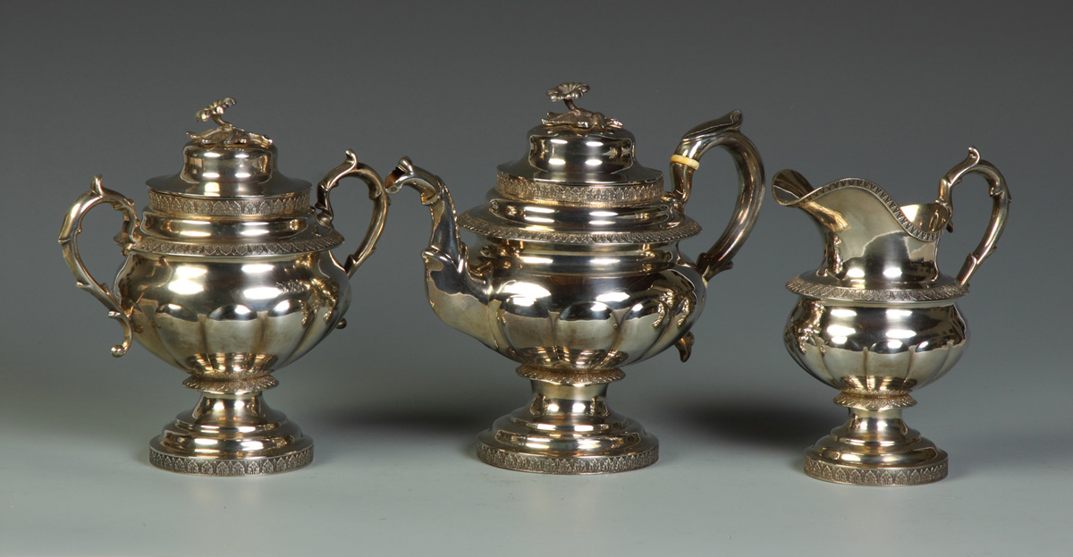 Stebbins & Co. 3 pc. Silver Tea Set
