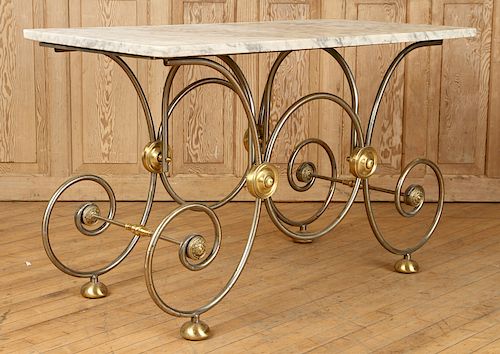STEEL AND BRASS BAKERS TABLE