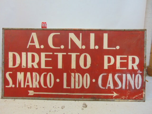 STEEL STREET SIGN, PAINTED LETTERS,