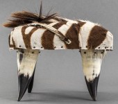 STEER HORN AND ZEBRA HIDE STOO