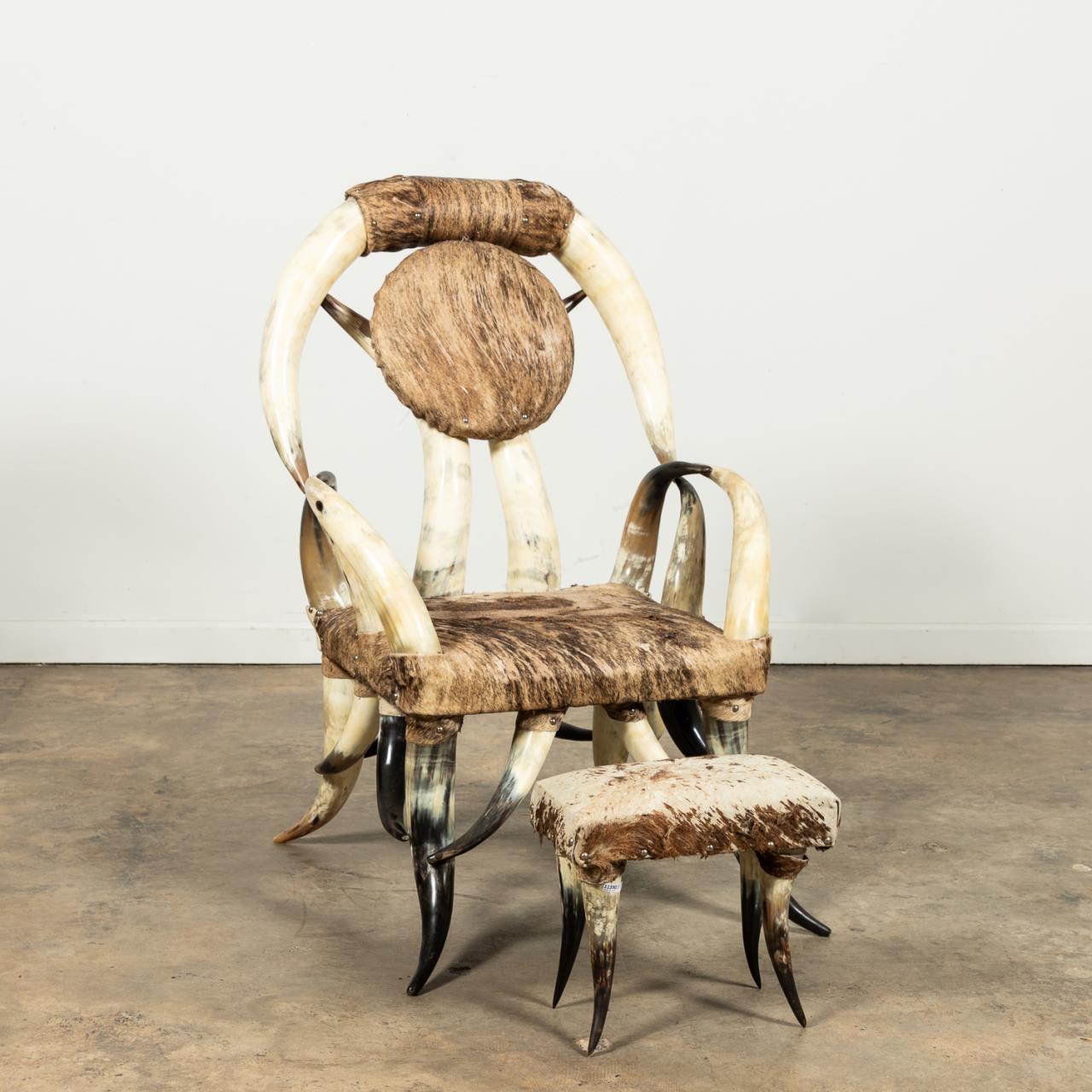 STEER HORN & COWHIDE UPHOLSTERED