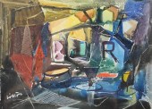 STEFAN LOKOS OIL ON PANEL ABST