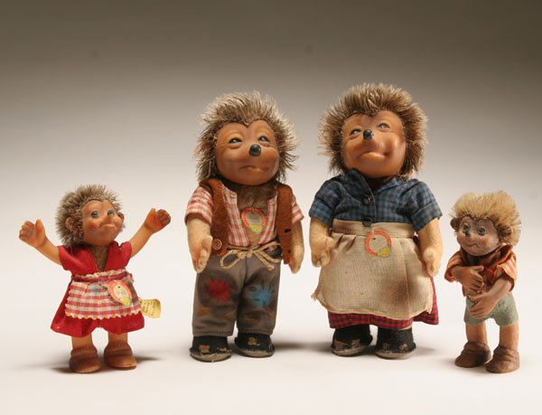 Steiff "Mecki" hedgehog family,