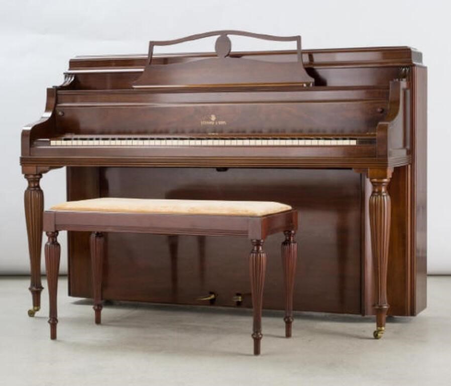 STEINWAY UPRIGHT PIANO & BENCHA