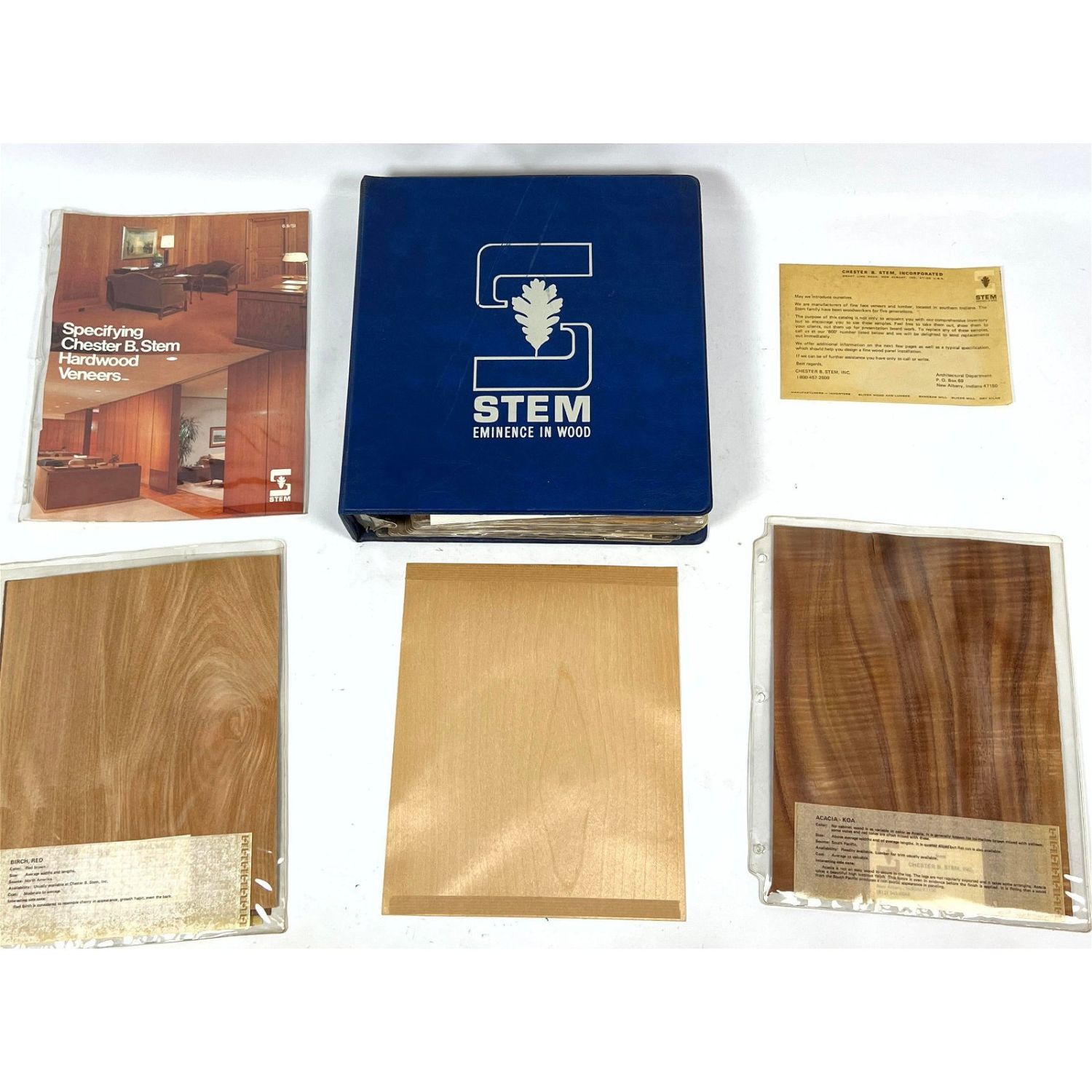 STEM hardwood veneer sample book.