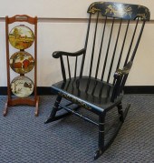 STENCIL DECORATED EBONIZED WOO