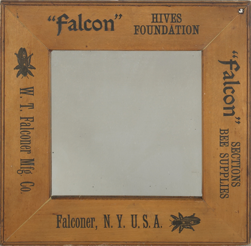 Stenciled advertising mirror for