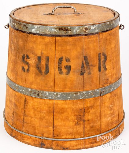 STENCILED SUGAR LIDDED FIRKIN, 19TH
