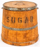 STENCILED SUGAR LIDDED FIRKIN,