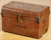 STENCILED TIN TRAVEL TRUNK, EA