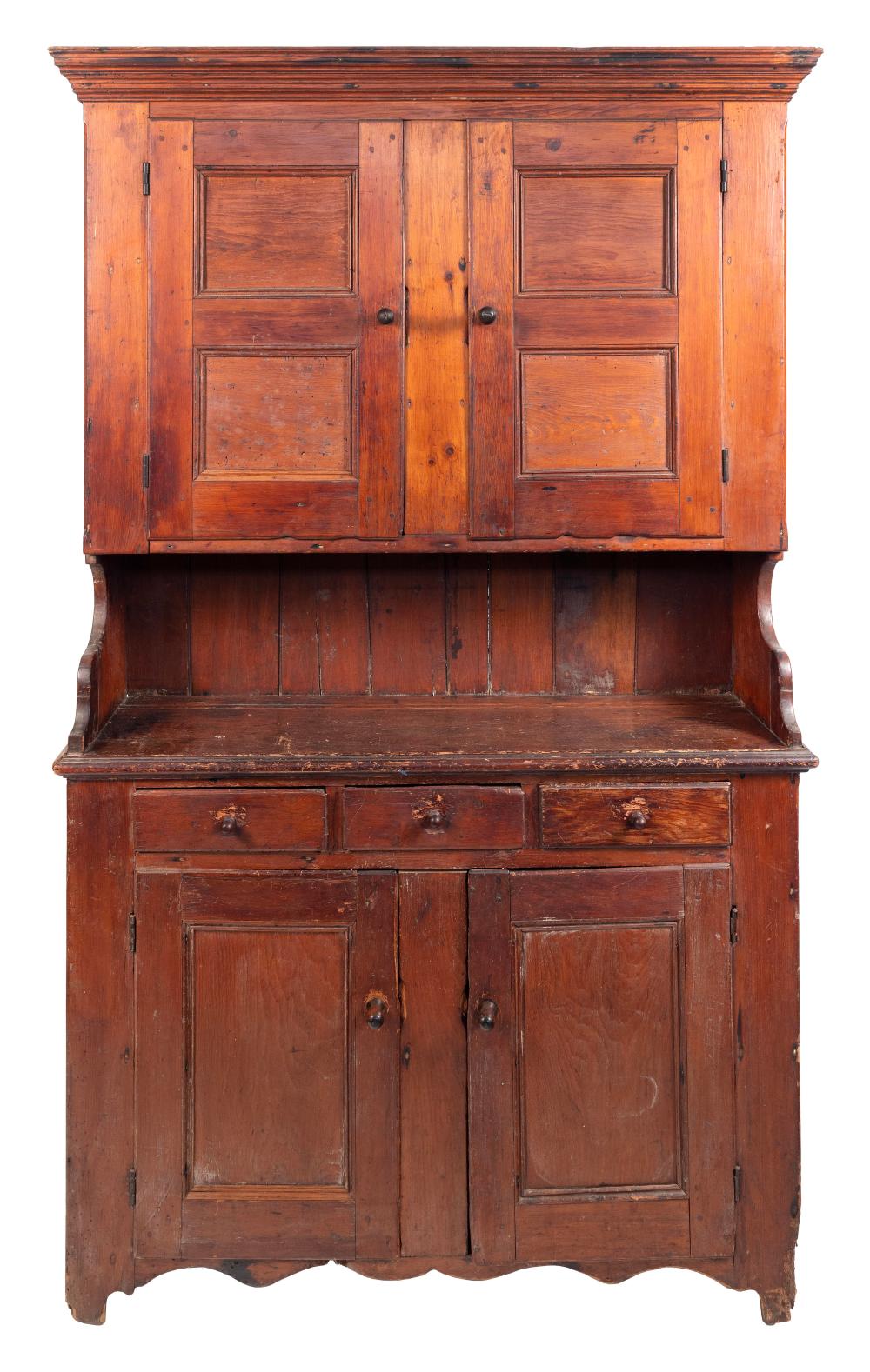 STEP-BACK CUPBOARD AMERICA, 19TH