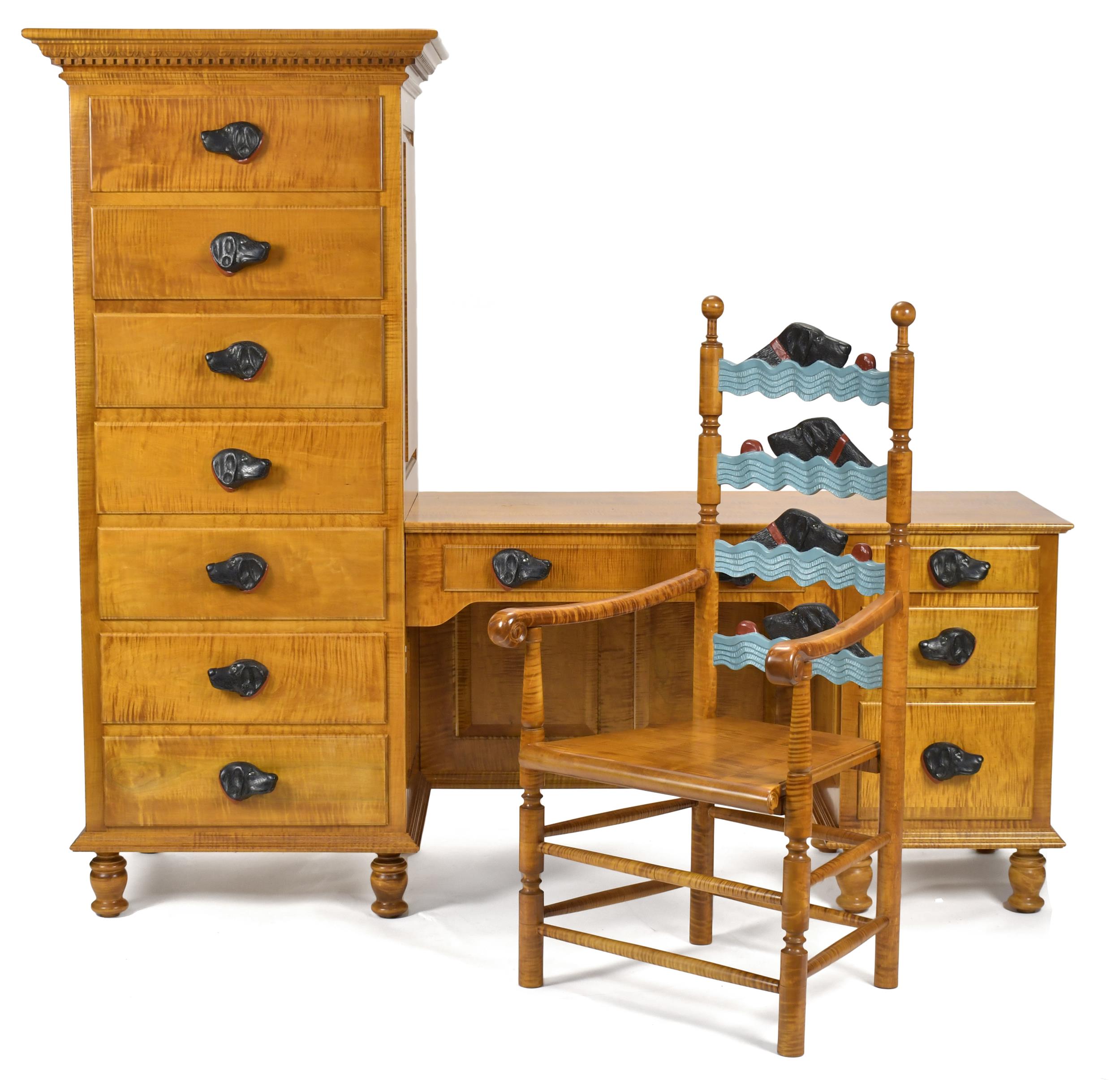 STEPHEN HUNECK TIGER MAPLE DESK &