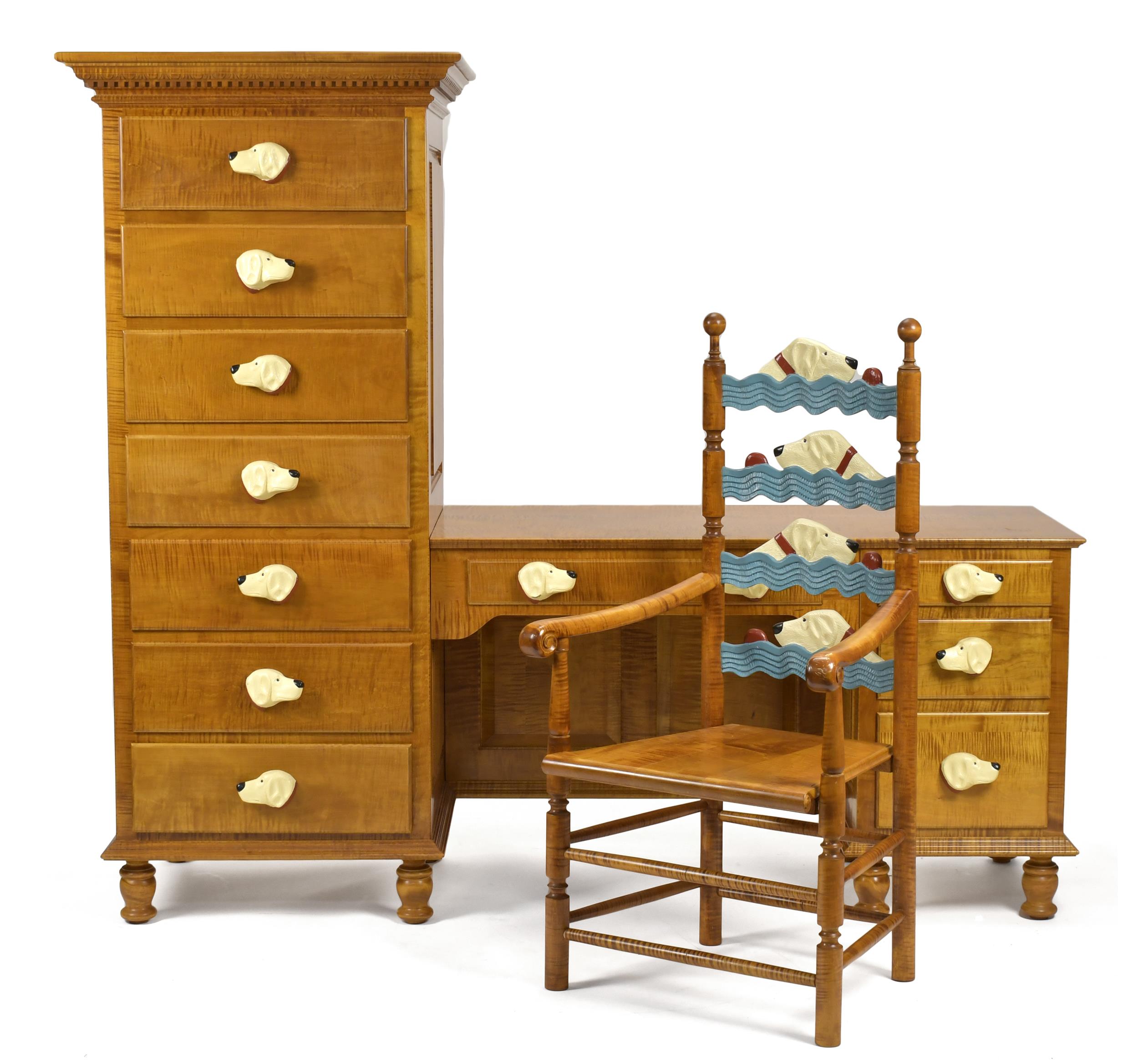 STEPHEN HUNECK TIGER MAPLE DESK &