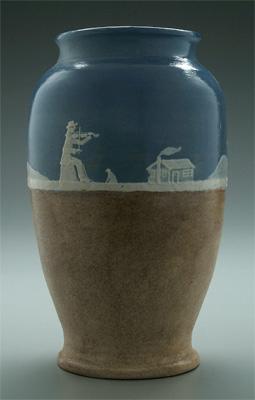 Stephen Pottery vase, "Westward Ho"