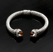 STERLING & 14K BRACELET WITH C
