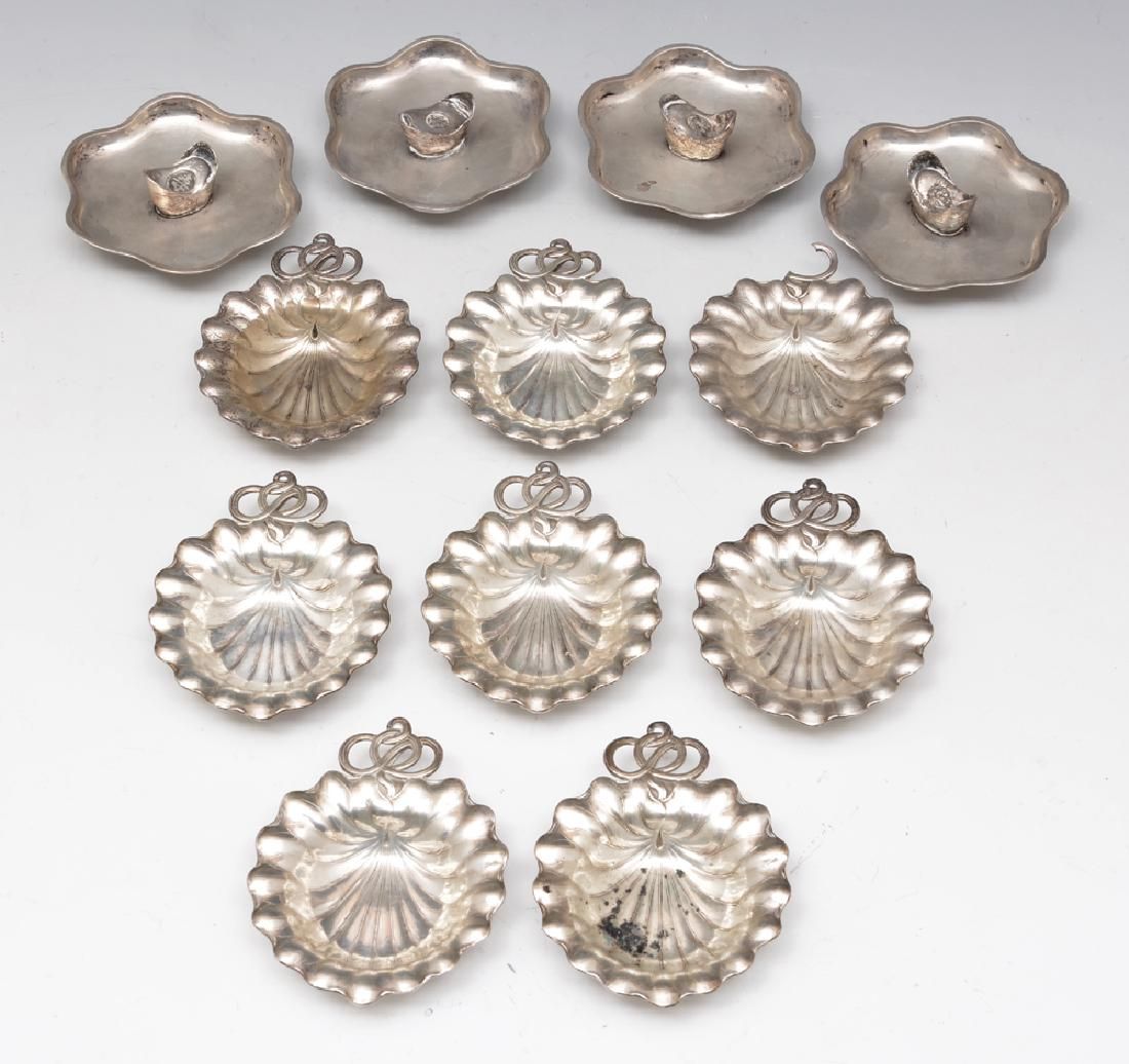 STERLING: 4 ASHTRAYS (CHINESE), 8