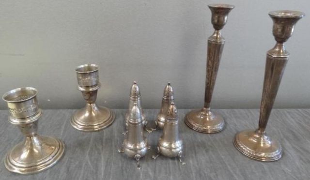 STERLING. 4 Salts & 2 Pairs of
