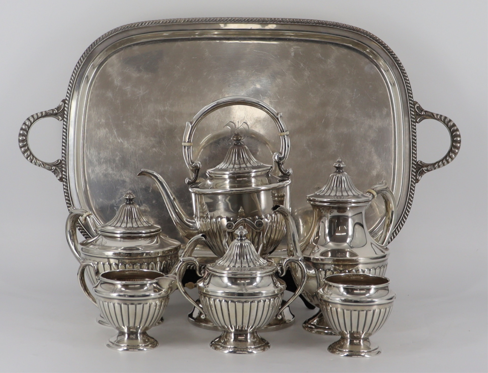 STERLING. (6) PIECE STERLING TEA
